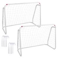 Futbalová bránka, set 2 ks, oceľ/lano, biela, GADA